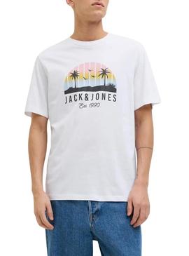 Camiseta Jack and Jones Palm branca para homem.