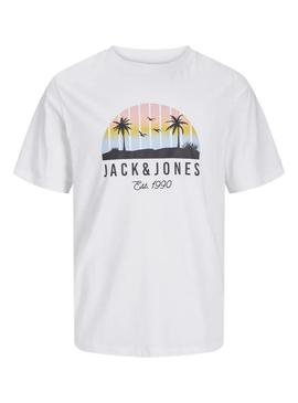 Camiseta Jack and Jones Palm branca para homem.