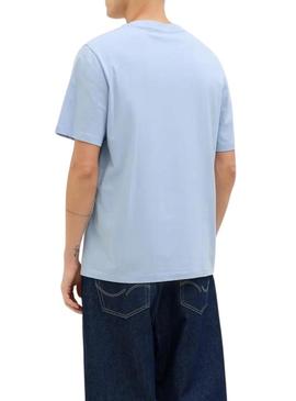 Camiseta Jack and Jones Palm azul para homem.