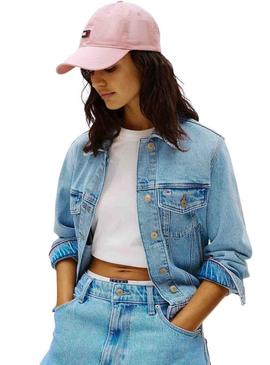 Boné Tommy Jeans Heritage rosa para mulher