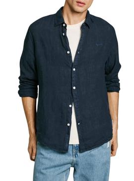 Camisa Pepe Jeans Arnau azul marinho para homens.