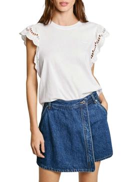 Camisa Pepe Jeans Vic branca para mulher.