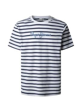 Camiseta Pepe Jeans Striped Eggo azul para homem