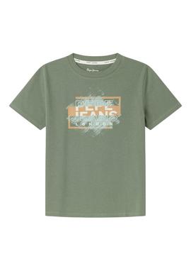 Camiseta Pepe Jeans Jones verde para criança