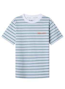 Camiseta Pepe Jeans Jack azul e branco para menino