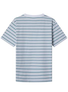 Camiseta Pepe Jeans Jack azul e branco para menino