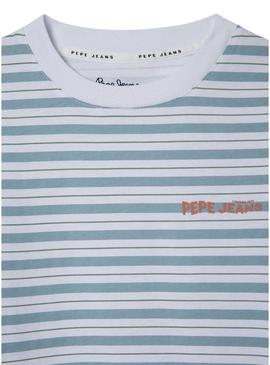 Camiseta Pepe Jeans Jack azul e branco para menino