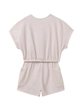 Conjunto Mayoral Shorts bolsos bege para meninas.