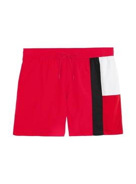 Calção Tommy Hilfiger tricolor vermelho para homem.