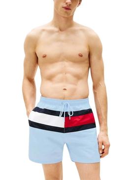 Fato de banho Tommy Hilfiger Drawsting azul claro para homem