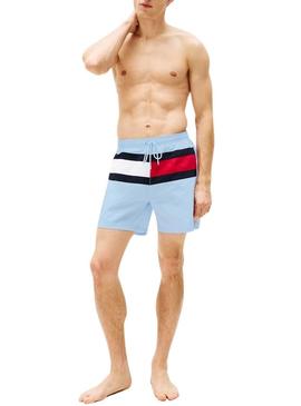 Fato de banho Tommy Hilfiger Drawsting azul claro para homem