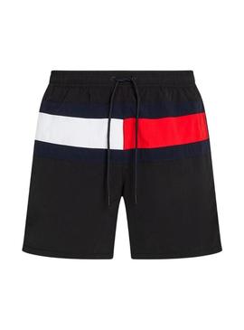 Roupa de banho preta Tommy Hilfiger Drawstring para homem.