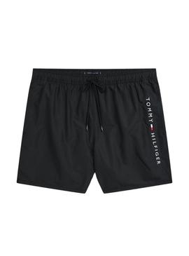 Calção de banho Tommy Hilfiger Medium Drawsting preto para homem.