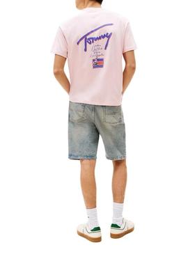 Camisa Tommy Jeans Faded rosa para homem