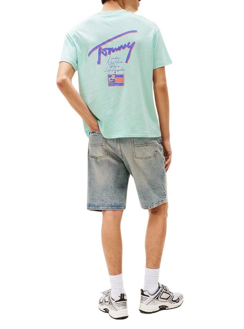 Camiseta Tommy Jeans Faded turquesa para homem