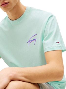 Camiseta Tommy Jeans Faded turquesa para homem