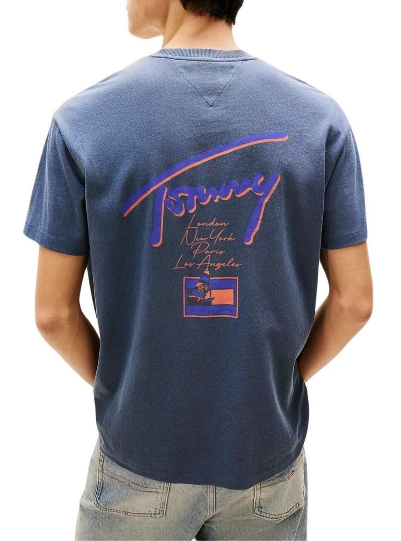 Camiseta Tommy Jeans Faded azul para homem.