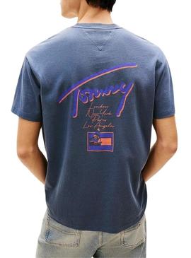 Camiseta Tommy Jeans Faded azul para homem.