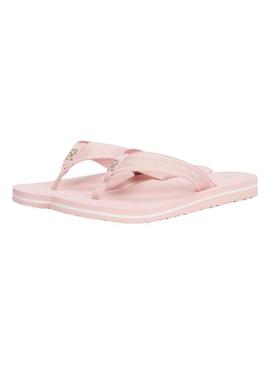Chinelos Tommy Hilfiger Webbing rosa para mulher.