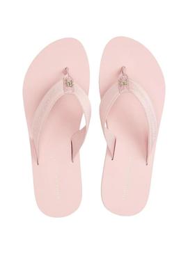 Chinelos Tommy Hilfiger Webbing rosa para mulher.