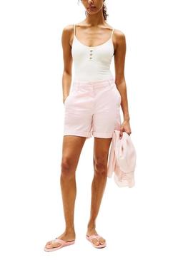 Chinelos Tommy Hilfiger Webbing rosa para mulher.