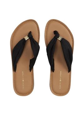 Sandálias Tommy Hilfiger Elevated preto para mulher.
