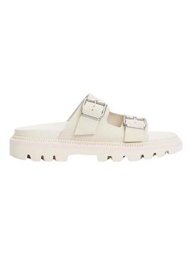 Sandálias Tommy Jeans Double Strap branco para mulher.