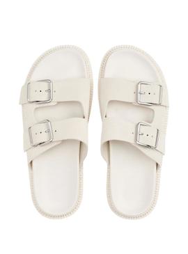 Sandálias Tommy Jeans Double Strap branco para mulher.