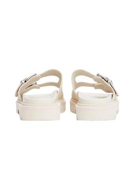 Sandálias Tommy Jeans Double Strap branco para mulher.