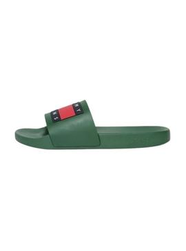 Chinelos Tommy Jeans Pool Slide verde para homens