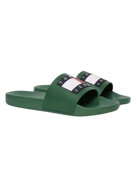 Chinelos Tommy Jeans Pool Slide verde para homens