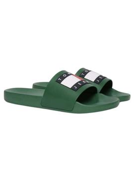 Chinelos Tommy Jeans Pool Slide verde para homens