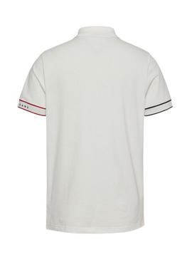 Polo Tommy Jeans Slim Flag branco para homem
