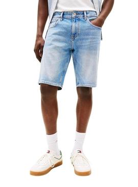Bermudas Tommy Jeans Scanton em denim claro para homem.