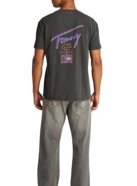 Camiseta Tommy Jeans Faded antracita para homem.