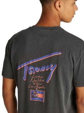 Camiseta Tommy Jeans Faded antracita para homem.