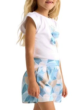 Saia-culote Mayoral estampada azul para menina