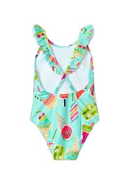 Fato de banho  Mayoral estampado  com babado de sorvetes para menina.