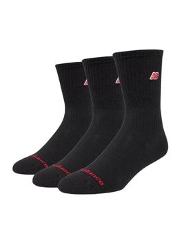 Meias New Balance com logo preto para crianças.