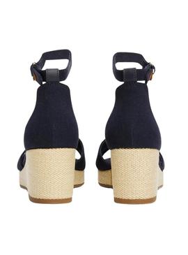 Sandálias Tommy Hilfiger Flag Criss marinho para mulher.