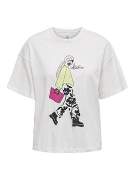 Camiseta Only Tenna estampada para mulher.
