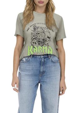 Camiseta Only Lucy Karma verde para mulher.