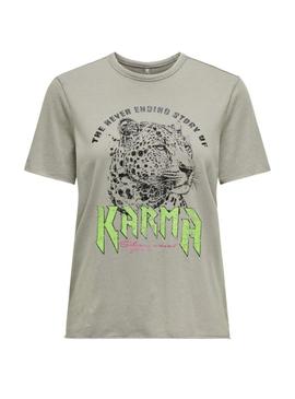 Camiseta Only Lucy Karma verde para mulher.