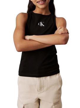  Camisa Calvin Klein Jeans Logo tank top preto de menina 
