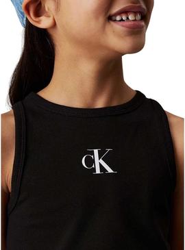  Camisa Calvin Klein Jeans Logo tank top preto de menina 