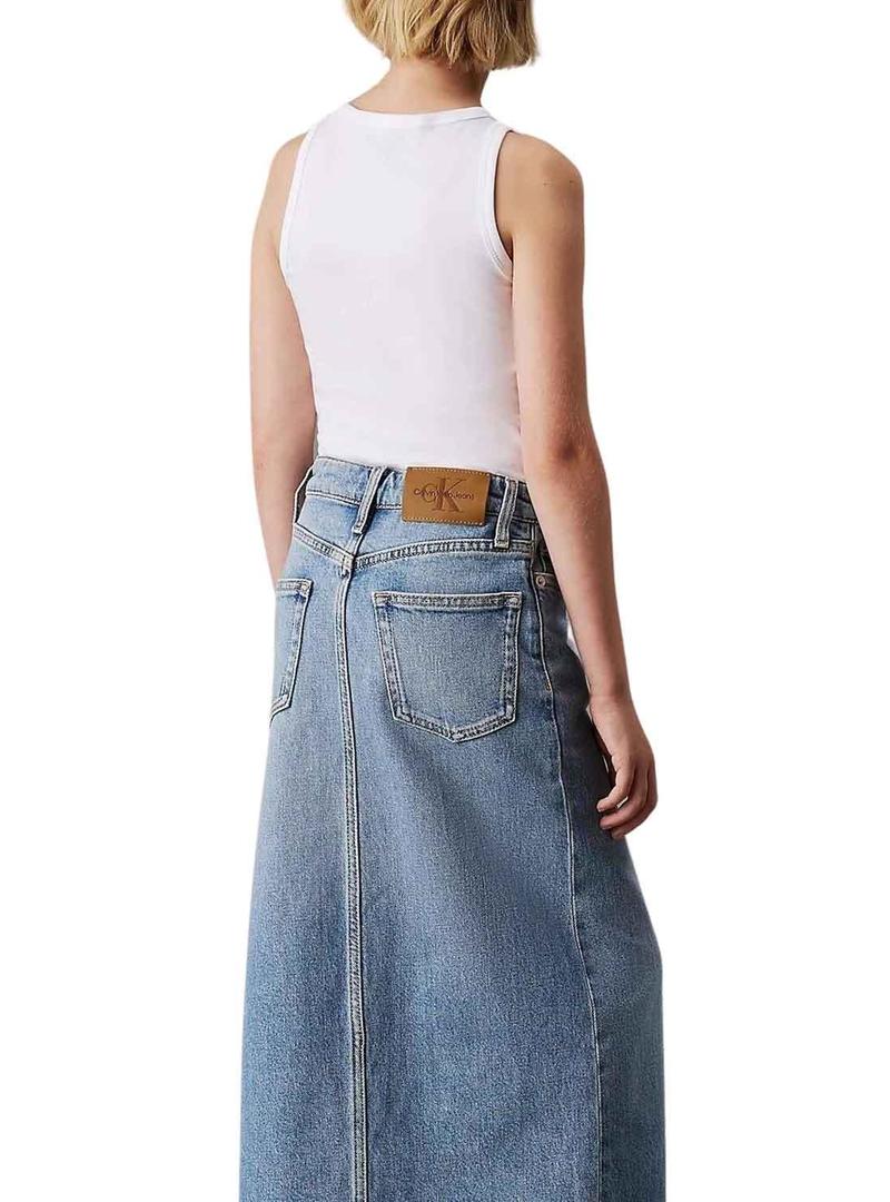 Camiseta Calvin Klein Jeans Logo regata branca para mulher.