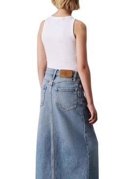 Camiseta Calvin Klein Jeans Logo regata branca para mulher.