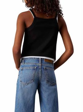 Top Calvin Klein Jeans preto com alças para meninas.