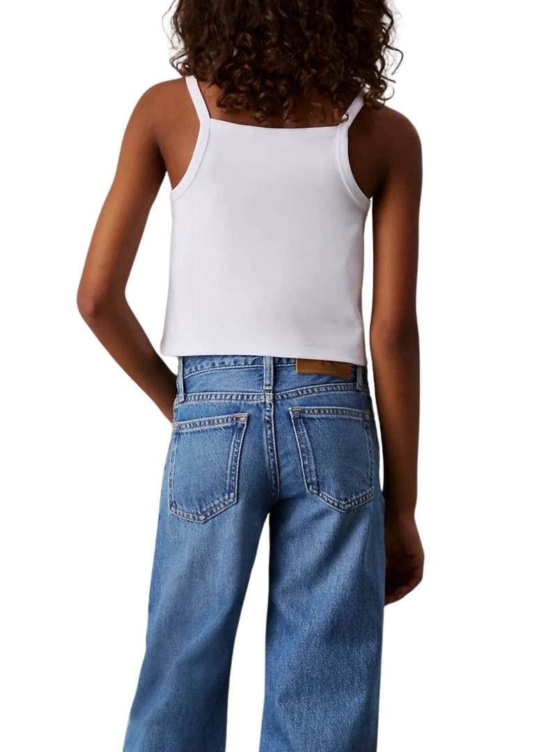 Top Calvin Klein Jeans Strap branco para menina.