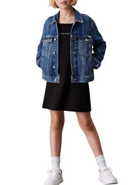 Vestido Calvin Klein Jeans em malha preta para menina.